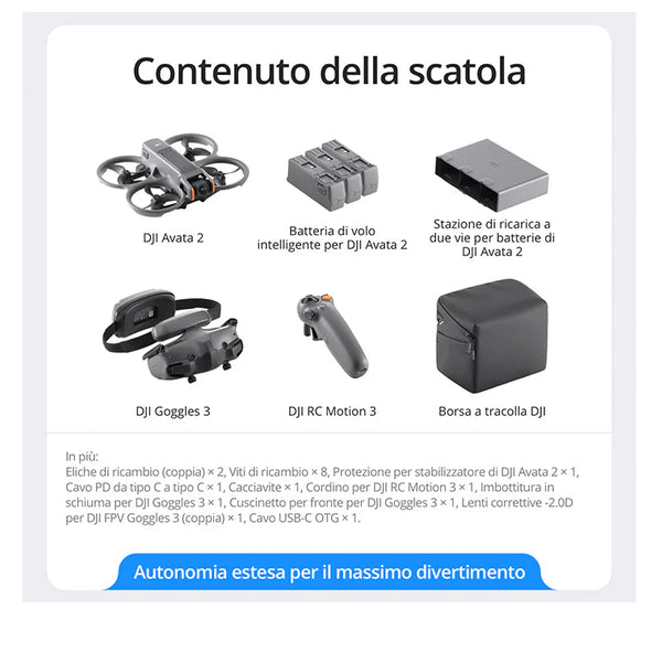 Dji Avata 2 Fly More Combo (3 Batterie) - Garanzia Dji Italia Dji Avata 2 Fly More Combo (3 Batterie) - Garanzia Dji Italia